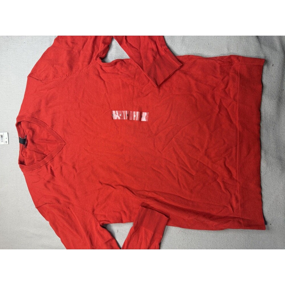 Alfani Sweater Mens Medium Red V-Neck Knit Pullover Lightweight Solid Casual